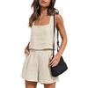 YARKIM Womens 2 Piece Outfits Lounge Matching Set Two Piece Linen Shorts Crop Tops 2023 Trendy Clothes Summer Vacation Set(Apricot,Small)