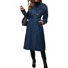 loveimgs Donne Vintage Doppio Petto Mid Lungo Denim Giacca Jean Trench Cappotto Duster Blazer Giacca a Vento Cintura, Blu, Medium