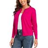 CUNYI Cardigan Donna Maglia con Bottoni Girocollo Classico Manica Lunga Giacca Cappotto Elegante, Rosa Scuro XXL