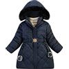 L Server - Cappotto invernale da ragazza, molto lungo, con tasche, con cappuccio, caldo, pelliccia, con cerniera, parka, autunno., blu, 7-8 Anni