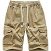 MakingDa Cotone Pantaloni Cargo Uomo Estivi Coulisse Vita Elasticizzata Tasca Utility Slim Fit Corsa Marcia Trekking Campeggio Bermuda Leggero Classico Sportivo Vacanza Spiaggia Short Kaki L