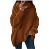 Generic Maglione da donna a collo alto, caldo, da donna, oversize, invernale, in cotone, a righe, a maniche lunghe, in tinta unita
