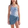 Happy Cherry Costume da bagno per ragazze con sarong, costume intero per bambini, costume sportivo per adolescenti, estivo, da spiaggia, fiore blu, 11-12 Anni