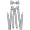 axy - bretelle per pantaloni da uomo con papillon - 4 Clip a forma di X con tenuta forte Grigio chiaro (bretelle larghe 2,5 cm). taglia unica