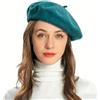 ZLYC Berretto da Donna in Stile Francese, Classico, Lana, Verde Blu Blu Verde Verde, Taglia Unica