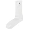 POLO RALPH LAUREN Calzini da uomo in cotone a costine, 1 paio, tinta unita, imbottiti, comodi, bianco, 10-13