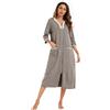 Verve Jelly Accappatoio da donna con cerniera, maniche a 3/4, stampa floreale, leggero, con tasche, abbigliamento da casa da donna, Grigio scuro, XXL