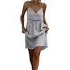 Generic Abito Monospalla Donna Elegante - Vestito Donna Estivo Corto in Cotone Lino, Scollo a V con Spalline Sottili, Tinta Unita, Abito Casual Prendisole Leggero per Mare Vacanza Spiaggia