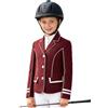 dPois Giacca da Competizione Bambina Giacche da Equitazione Concorso Maniche Lunghe Capispalla da Torneo con Bottoni Blazer Competition Jacket Giacca da Equestre Borgogna 13-14 Anni