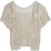 AOOOWER Coprispalle da donna a maniche corte all'uncinetto, traforato, con pizzo floreale, aperto sul davanti, cardigan corto con protezione solare, bolero smerlato per Jack Beige, Beige, M