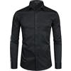 PARKLEES Camicia da uomo a maniche lunghe tinta unita slim fit casual business formale abbottonatura camicie con tasca