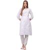 JG JAI GOVINDAM Kurti indiano ricamato a mano per le donne Chikankari dritto cotone lungo Kurti tunica Kurta abiti da donna, bianco, Medium