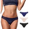 FOCENZA Perizoma Donna in Microfibra con Pizzo | 3 Pezzi | Vari Colori
