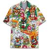 QWEFVB Camicia hawaiana per uomo donna divertente camicia hawaiana da uomo estate spiaggia Aloha manica corta casual bottone