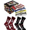 Rainbow Socks - Rock Socks Music Box - 2 Paia Di Calzini A Tema Musica In Una Cassetta Magnetofonica - Un Regalo Per Appassionati Di Rock, Rock&Roll - Taglie 47-50
