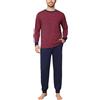 Aseniza Pigiama Uomo Invernale Cotone Lungo Due Pezzi Set Pigiami Righe Uomo Maniche Lunghe da Casa Caldo Loungewear Casual Rosso-583, XXL