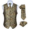 HISDERN Set di gilet e cravatta jacquard floreali classici da uomo in paisley floreale e tasca quadrata