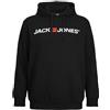 JACK & JONES Felpa con cappuccio e logo Male Plus Size, Nero , 7XL