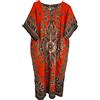 Kiran Fashion Nuovo Abito Lungo Kaftano da Donna 100% Cotone Estate Stampa Africana Dashiki Taglia Unica Stile Sciolto e Largo per la Spiaggia, Arancione, Taglia unica