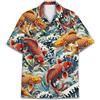 QWEFVB Camicia hawaiana per uomo donna divertente camicia hawaiana da uomo estate spiaggia Aloha manica corta casual bottone