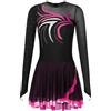 Oyolan - Abito per Pattinaggio Artistico e Ginnastica, da Donna, con Strass, a Maniche Lunghe, per Performance e Costume da Ballo, Taglia S-XXL, A Rosa., S