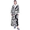 Generic Vestaglia da donna in pile senza cappuccio vestaglia kimono floreale lungo caldo accappatoio sfocato stampato vestaglia di lusso ispessito accappatoio morbido di lusso per camera da letto invernale