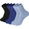 Geyoga 3 Paia Calzini da Uomo da Notte Invernali in Pile da Letto Termici per Casa(M,Nero, Blu Navy, Blu Denim)