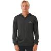 Rip Curl Stack UPF 50 Long Sleeve Zip-up Hooded Rashguard Maglietta Rash Guard, Nero Slavato, X-Large Uomo