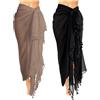 Boao 2 Pezzi Batik da Spiaggia Sarong Copricostume da Bagno (Nero, Cachi, XL)