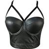 Woboren Nero Corset Top Corto da Donna in Pelle (Nero, L)