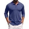 Hisir Polo da uomo, a maglia, a righe, a maniche lunghe, con colletto polo, basic, tinta unita, per lavoro, autunno, inverno