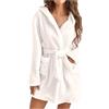 EFRJUWI Accappatoio da donna, leggero, morbido, corto, in flanella, notte, asciugamano doccia, accappatoio for per CASA, SPA(White,S)