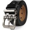 Yahaobelt Uomo Cinture in pelle per jeans Abito cinture in vera pelle Tan per gli uomini Dimensioni 105cm-165cm Larghezza 1,5 Nero IT10