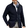 Generic Cardigan da uomo con collo a scialle giacca in maglia da uomo con colletto alla coreana cardigan a maniche lunghe con bottoni maglieria soprabito invernale caldo capispalla cardigan stile classico