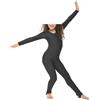 BODYWEAR LTD - Tuta da ragazza in nylon lucido a maniche lunghe con staffa, body completo, vestibilità comoda, perfetta per danza, balletto, ginnastica