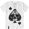 Pistol Boutique T-shirt da uomo bianca aderente con profondo scollo a V teschio asso di picche alla moda, bianco, S