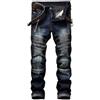 AITITIA, Jeans da Uomo con Cerniera déco, Lavato, Dritto, Blu Scuro, 50