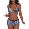 OBASDFD Costume da Bagno 2 Pezzi A Pois Donna, Triangolo, Bikini alla Caviglia, Culotte, Giallo Chiaro, Grande(Blue Brown,S)