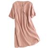 FTCayanz Donna Vestiti Estivi Scollo V Manica Corta Sciolto Casual Vestito Dress in Lino