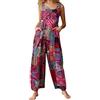 YILEEGOO Salopette da donna in cotone e lino, stile casual, con pantaloni larghi a gamba larga, Rosso #1., 4XL
