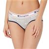 Champion Women's Heritage Hipster Panty, Grey White Logo Print, Small