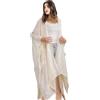 Shmily Girl Cotone ricamato floreale Kimono spiaggia donna sciolto caftano boho beach bikini cover up lungo shawl da donna, beige, Taglia unica
