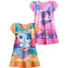 SOIBEEN Camicie da notte per ragazze con stampa 3D, confezione da 2, camicia da notte in cotone per ragazze 2-9 anni, Pantaloncini Mermaidcata Rosa Blu, 8-9 Years
