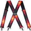MELOTOUGH Bretelle da uomo larghe 1,5/2 pollici Bretelle Full Elastic X Back Bretelle con ganci a scatto, Fiamma Rossa, 2 inch