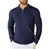 COOFANDY Maglione da uomo con polo, colletto a mezza zip, felpa da uomo con chiusura lampo, a maniche lunghe, Blu mare, XXXL