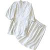 OWLONLINE Kimono Giapponese Pigiama da Uomo a Maniche Corte Top e Pantaloni Pigiama da Notte Set Taglia XL-Bianco