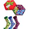 Rainbow Socks - Donna Uomo Il Box di Calze Natalizie Per Regalo - 3 Paia - Alberi di Natale Bastoncini di Zucchero Regali - Taglia 41-46