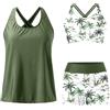 Generico Tankini da Donna in 3 Pezzi Canotte Top e Bikini Push Up e Pantaloncini da Bagno a Vita Alta Costume da Bagno Sportivo Tankini Coprente Contenitivo per Mare Piscina Spiaggia
