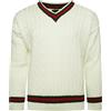 VEARZ® Maglione da cricket unisex da uomo e da donna, con scollo a V, a maniche lunghe, a righe, lavorato a maglia, maglione sportivo in jersey, taglie forti S-4XL, crema, XXL