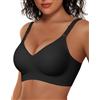 Vertvie Reggiseno da donna senza ferretto push-up in gel senza cuciture, reggiseno a copertura totale e senza ferretto, reggiseno bralette con supporto, taglie regolari e forti, nero, M